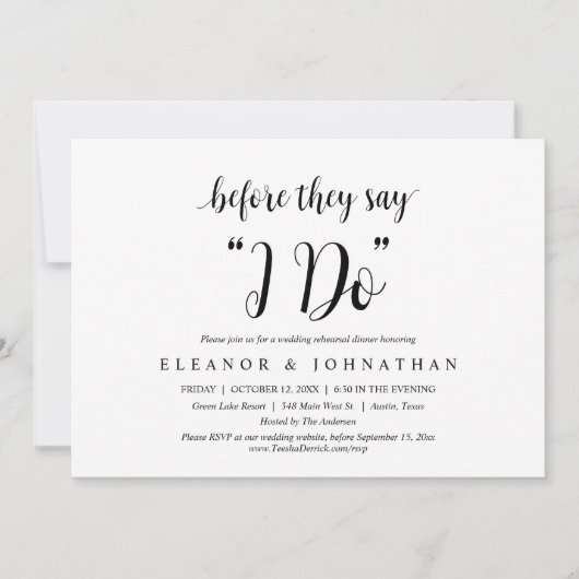 彼らが"私がする"と言う前に，のリハ結婚ーサルディナー 招待状 (正面)