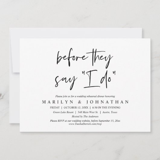 彼らが"私がする"と言う前に，のリハ結婚ーサルディナー 招待状 (正面)