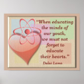 彼らのハートを教育 – ダライラマ引用文 – アートプリント ポスター (正面)
