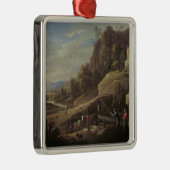 彼らの動物をがちである農家との景色 メタルオーナメント (右)