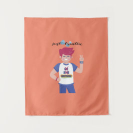 彼らの名前を言う男性のグラフィックデザイン タペストリー