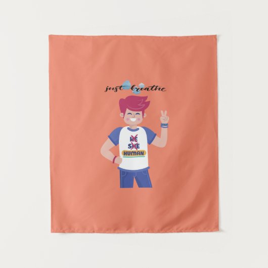 彼らの名前を言う男性のグラフィックデザイン タペストリー (正面)