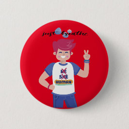 彼らの名前を言う男性のグラフィックデザイン 缶バッジ