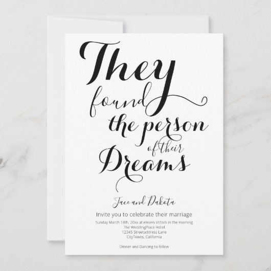 彼らの夢の人ノンバイナリLGBTQ結婚の 招待状 (正面)