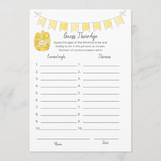 彼らの年齢ゲームのテディベアカードを推測 プログラム (正面)