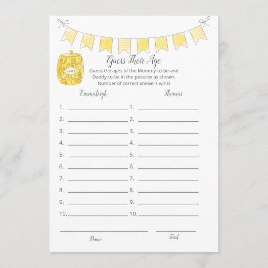 彼らの年齢ゲームの少年テディベアカードを推測 プログラム (正面)