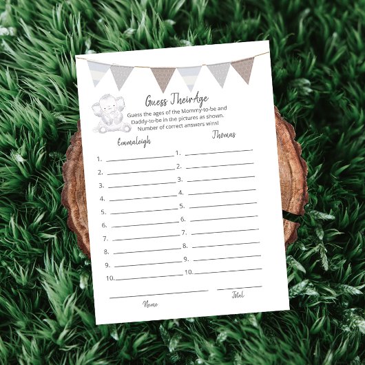 彼らの年齢ゲームモダンベビー象カードを推測 プログラム