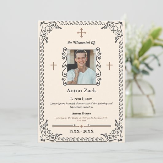 彼らの思い出を称える：華美葬儀招待状 招待状 (スタンド正面)