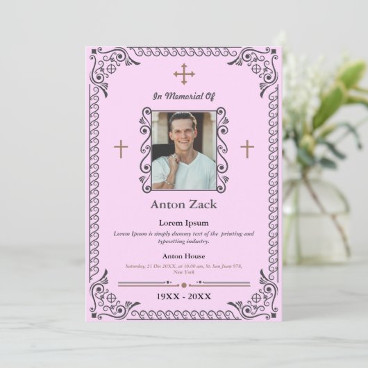 彼らの思い出を称える：華美葬儀招待状 招待状 (スタンド正面)