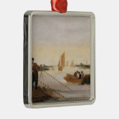 彼らの網で引っ張っている2人の漁師 メタルオーナメント (右)