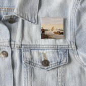 彼らの網で引っ張っている2人の漁師 缶バッジ (インサイチュ)