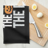 彼らの食べ犬たち猫たちペットのハロウィーン キッチンタオル (四つ折り)