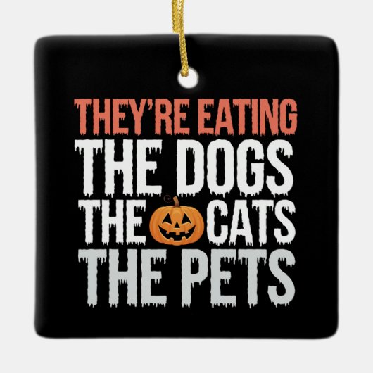 彼らの食べ犬たち猫たちペットのハロウィーン セラミックオーナメント (正面)