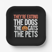 彼らの食べ犬たち猫たちペットのハロウィーン ペーパープレート (正面)