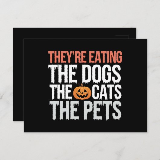 彼らの食べ犬たち猫たちペットのハロウィーン ポストカード (正面/裏面)