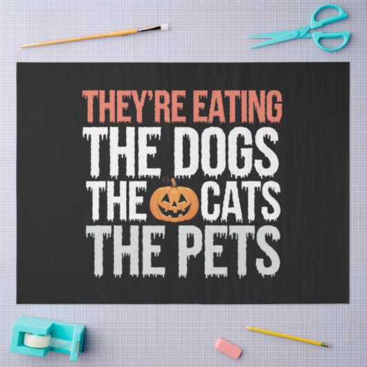 彼らの食べ犬たち猫たちペットのハロウィーン 薄葉紙 (クラフト)