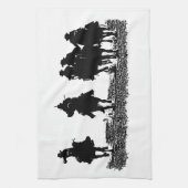 彼らの馬に-台所タオルのための…乗っているカウボーイ キッチンタオル (縦)