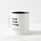 彼らの、そこだ、彼らは先生文法だおもしろい ツートーンマグカップ (正面左)