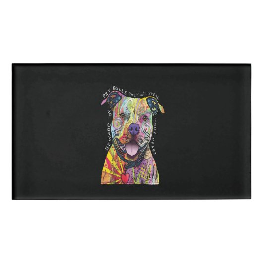 彼らはあなたのピットブルを盗むであろうハート犬に用心しなさい。 名札 (正面)