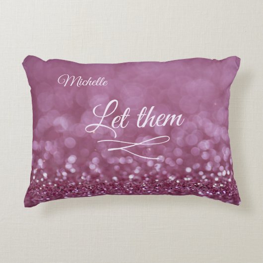 彼らはあなたを愛する詩パープルグリッターカスタム アクセントクッション (正面)