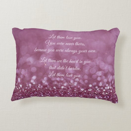 彼らはあなたを愛する詩パープルグリッターカスタム アクセントクッション (裏面)