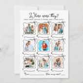 彼らはどこで写真を撮ったのか 手描きのウェーブライン 結婚式のゲーム 招待状 (正面)