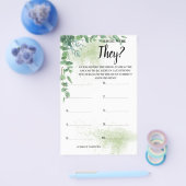 彼らはどこにいたのか ユーカリ  ブライダルシャワー ゲーム カード (シングル)