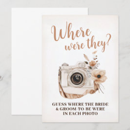 彼らはどこにいたブライダルシャワーゲームの看板カード 招待状