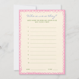 彼らはどこにいたブライダルシャワーゲームカード 招待状