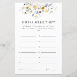 彼らはどこにいたブライダルシャワーゲーム