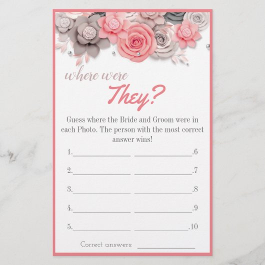 彼らはどこに？ブライダルシャワーゲームカード チラシ (正面)