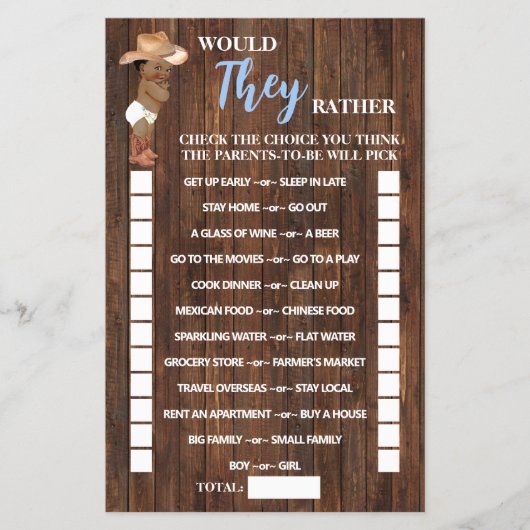 彼らはむしろオウムカウボーイ赤ちゃんシャワーゲームカード チラシ (正面)