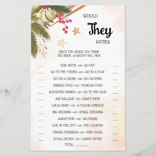 彼らはむしろクリスマスシャワーゲームカードフライヤー チラシ (正面)