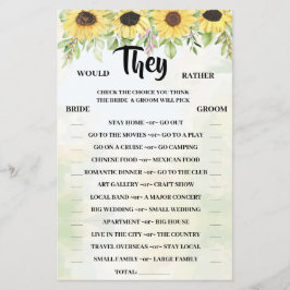 彼らはむしろヒマワリのシャワーゲームカードを持ちたい チラシ