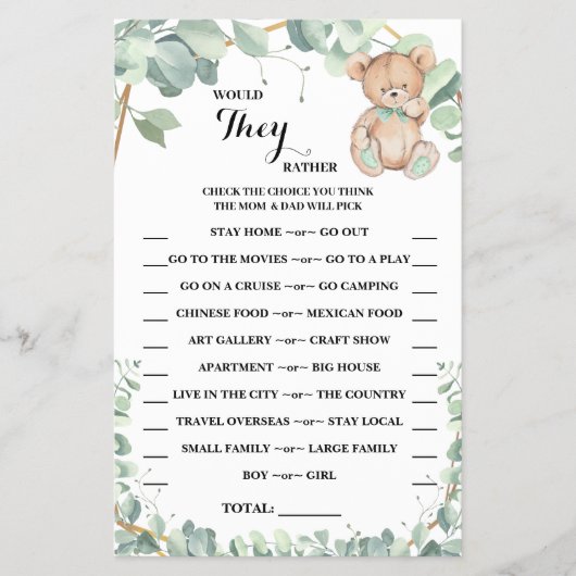 彼らはむしろ緑のシャワーのゲームカードを持つだろうか チラシ (正面)