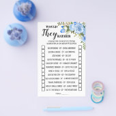 彼らはむしろ青いブライダルシャワーのゲームカード チラシ (シングル)