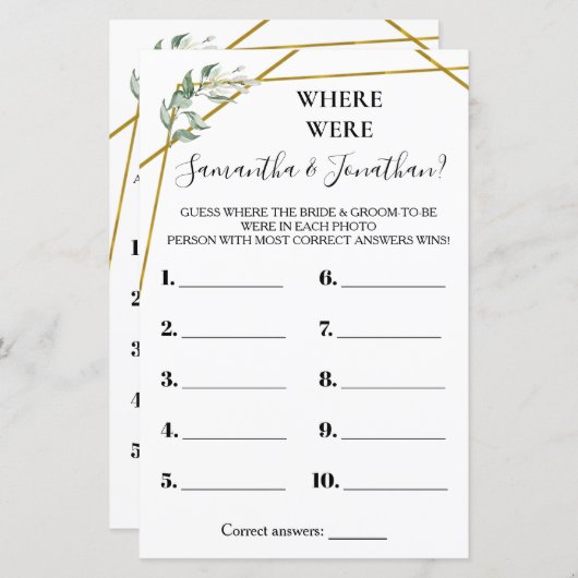 彼らはカップルがバイリンガルのゲームをどこにシャワーした (正面/裏面)