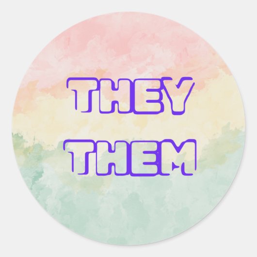 彼らはクール共有代名詞の好みに貼る ラウンドシール (正面)