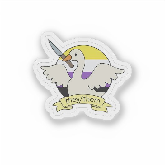 彼らはグースノンバイナリーLGBTプライド月 シール (正面)