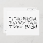 彼らはゴミを返して欲しいと呼ばれるトレーラー公園 ポストカード (正面/裏面)
