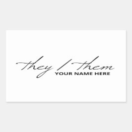 彼らはスクリプトフォントホワイトマグカップ 長方形シール