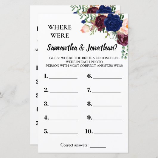 彼らはブライダルシャワー英語のゲスペインのーム (正面/裏面)