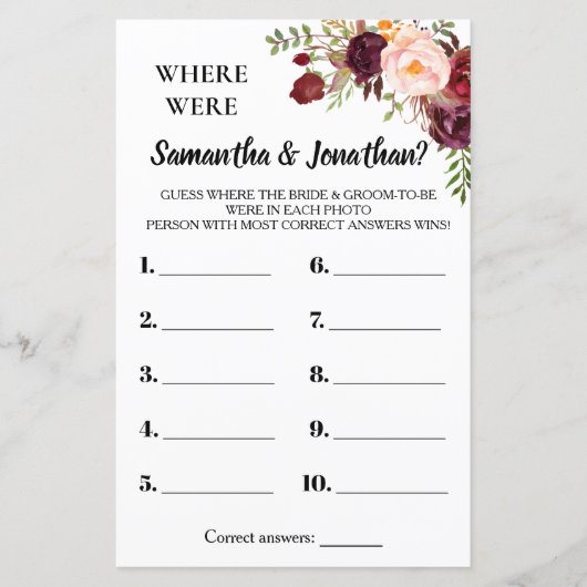 彼らはブライダルシャワー英語のゲスペインのーム (正面)