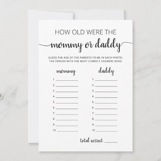 彼らはベビーシャワーパーティーカードをゲームした 招待状 (正面)