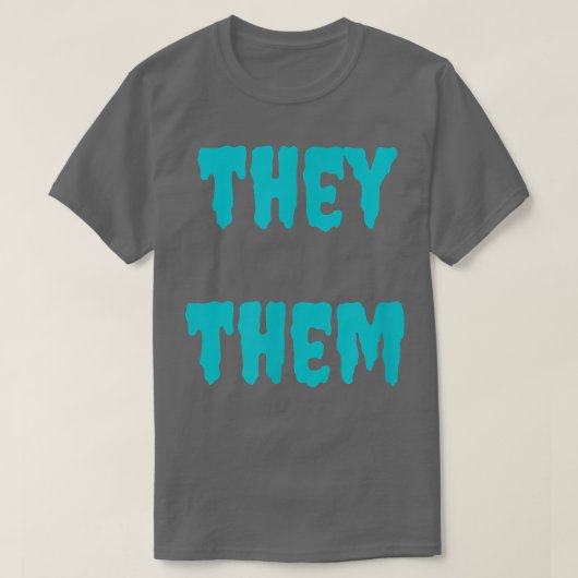 彼らは代名詞LGBTQゴシックターコイズアクアハロ Tシャツ (デザイン正面)