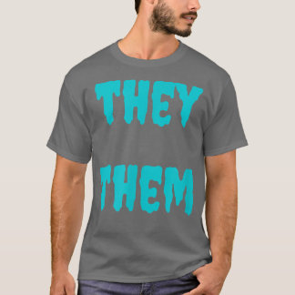 彼らは代名詞LGBTQゴシックターコイズアクアハロ Tシャツ