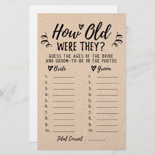 彼らは何歳だったブライダルシャワーやヘンのパーティーゲーム (正面/裏面)