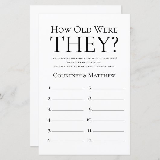 彼らは何歳だったブライダルシャワー (正面/裏面)