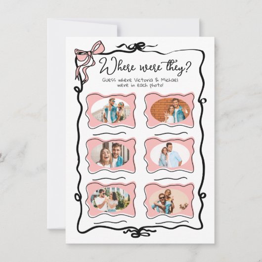 彼らは写真の手を引いた弓のブライダルゲーム 招待状 (正面)