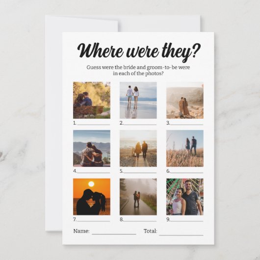 彼らは写真の推測ゲームをどこに行っていた カード (正面)